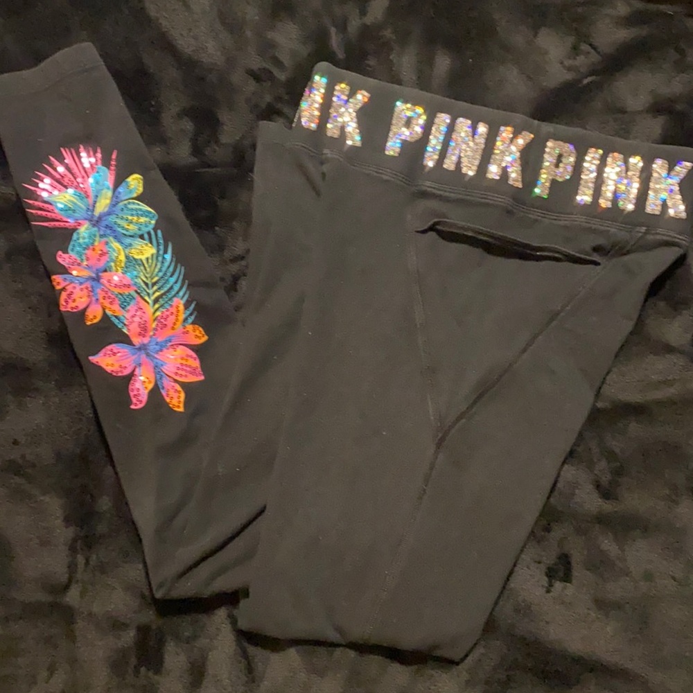 PINK Sequin Yoga Leggings Size S